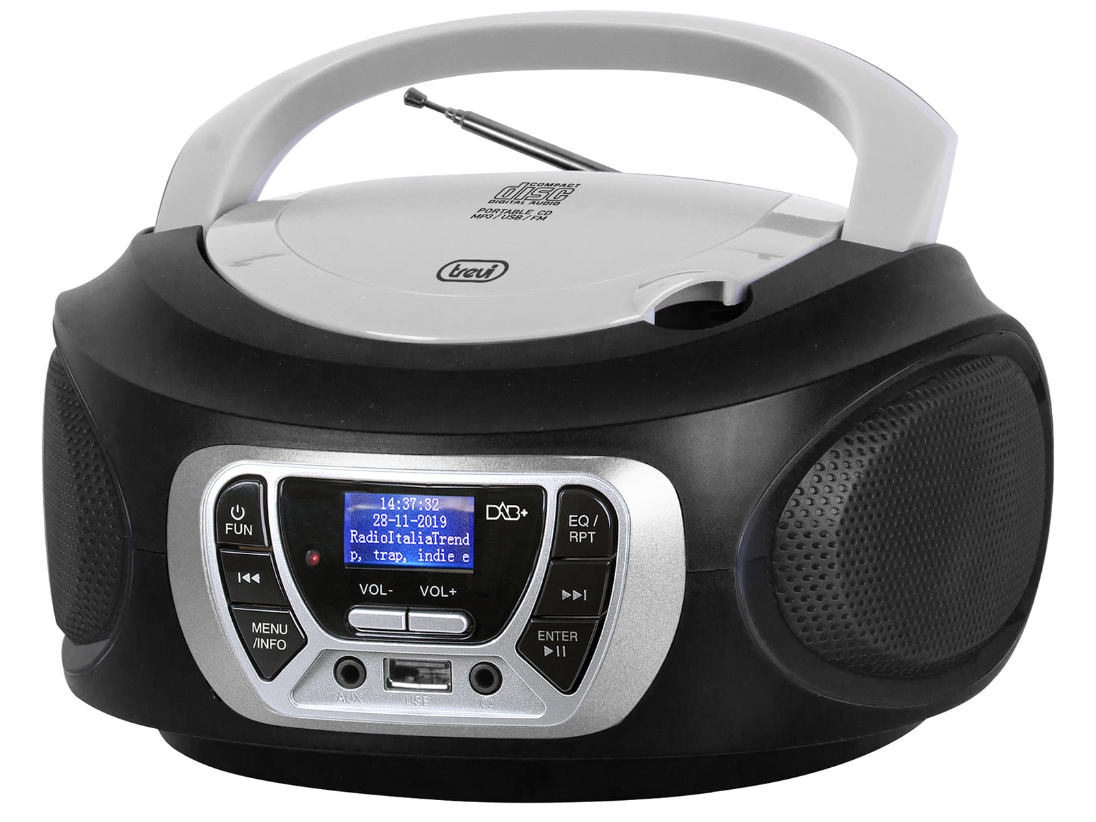 Trevi CMP 510 DAB Stereo Portatile Cd Boombox Radio DAB-DAB+ con RDS Usb Aux-In Presa Cuffia Nero