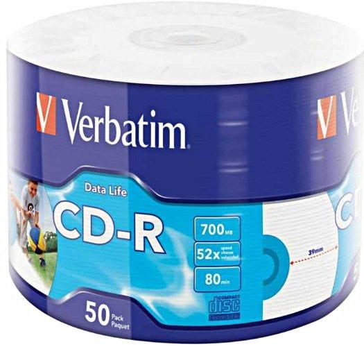 Verbatim-50x-CD-R-700-MB-50-pz--VERBATIM-CD-R-700MB-52X-EXTRA-PROTECTION-DATALIFE-IJP-50-PK-