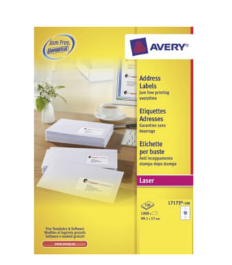Avery---Adressetiketten---weiA---991-x-57-mm---1000-Etikett-en---100-Bogen-x-10---L7173-100-
