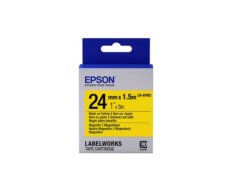 Epson-LabelWorks-LK-6YB2---Schwarz-auf-WeiA---Rolle--18-cm-x-15-m--1-Rolle-n--magnetische-Etiketten---fA¼r-LabelWorks-L