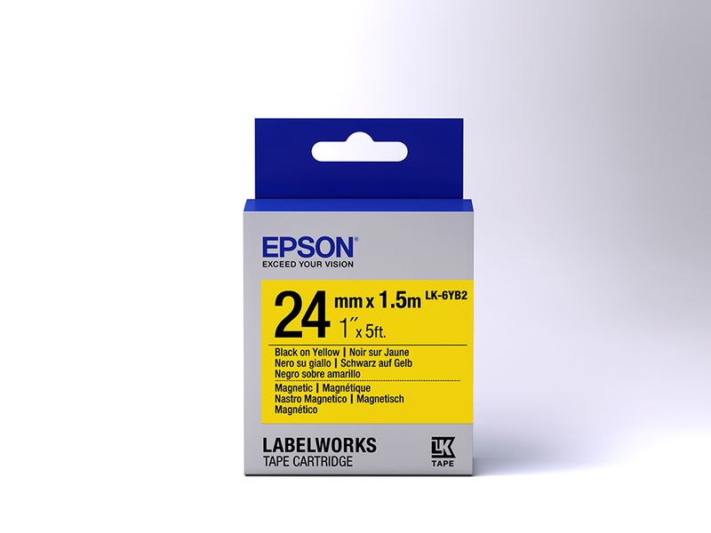 Epson-LabelWorks-LK-6YB2---Schwarz-auf-WeiA---Rolle--18-cm-x-15-m--1-Rolle-n--magnetische-Etiketten---fA¼r-LabelWorks-L