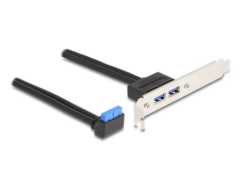 Staffa-per-slot-Delock-1-x-presa-USB-5-Gbps-su-palo-angolata-a-90-su-2-x-presa-USB-5-Gbps-Tipo-A-da-50-cm