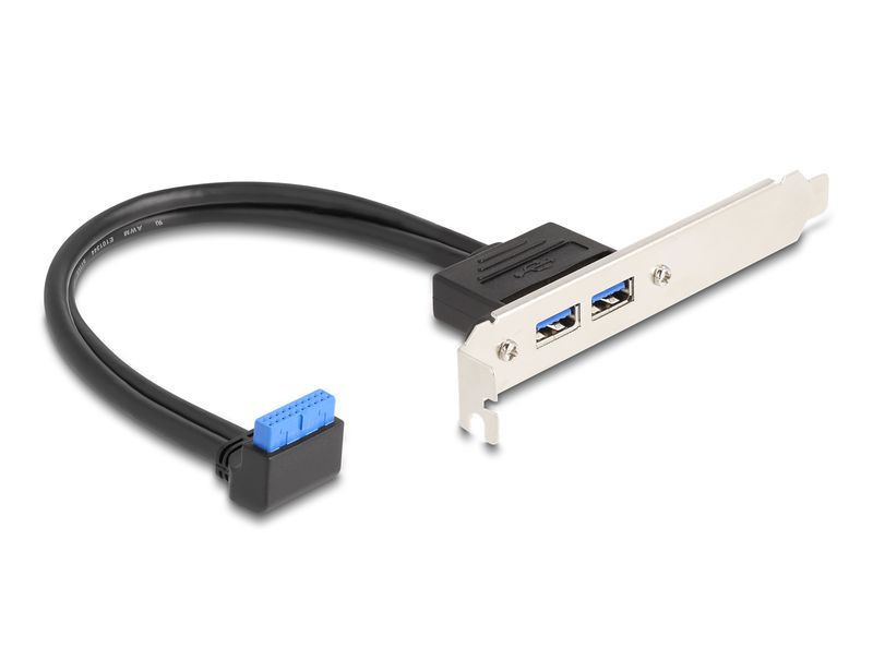 Staffa-per-slot-Delock-1-x-presa-USB-5-Gbps-su-palo-angolata-a-90-su-2-x-presa-USB-5-Gbps-Tipo-A-da-50-cm
