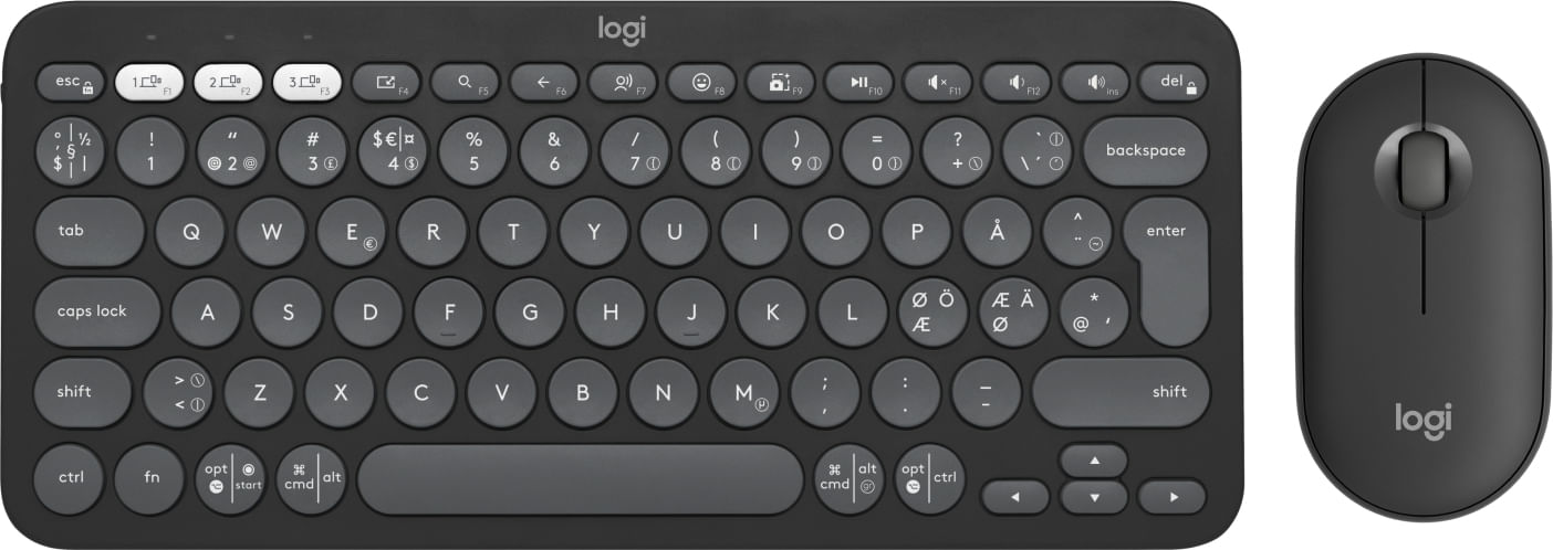 Logitech Pebble 2 Combo tastiera Mouse incluso Universale RF senza fili + Bluetooth QWERTY Danese, Finlandese