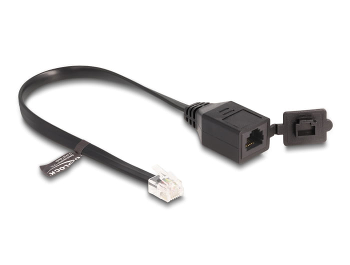 Delock-cavo-RJ12-da-spina-RJ12-a-presa-RJ12-con-cappuccio-sigillante-da-20-cm-nero
