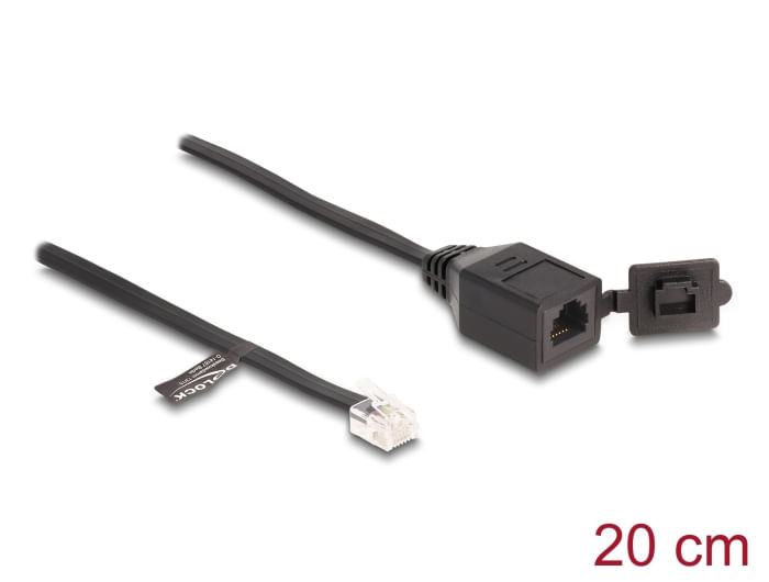 Delock-cavo-RJ12-da-spina-RJ12-a-presa-RJ12-con-cappuccio-sigillante-da-20-cm-nero