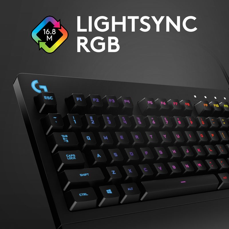 Logitech-G213-Prodigy-Tastiera-Gaming-Cablata-LIGHTSYNC-RGB-Tasti-Retroilluminati-Resistente-Agli-Schizzi-Tasti-Personalizzabili-Controlli-Dedicati-Multimediali-QWERTY-Layout-Italiano-Nero