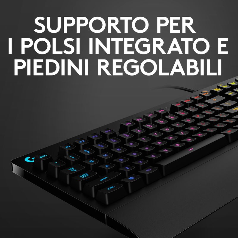 Logitech-G213-Prodigy-Tastiera-Gaming-Cablata-LIGHTSYNC-RGB-Tasti-Retroilluminati-Resistente-Agli-Schizzi-Tasti-Personalizzabili-Controlli-Dedicati-Multimediali-QWERTY-Layout-Italiano-Nero