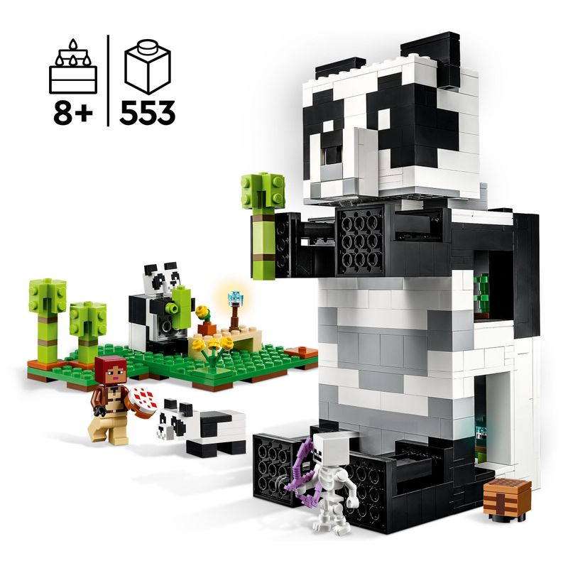 LEGO-Minecraft-21245-Il-rifugio-di-panda-giocattolo-della-casa-con-figurine-per-animali-e-scheletro