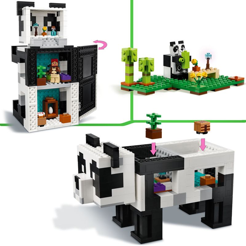 LEGO-Minecraft-21245-Il-rifugio-di-panda-giocattolo-della-casa-con-figurine-per-animali-e-scheletro