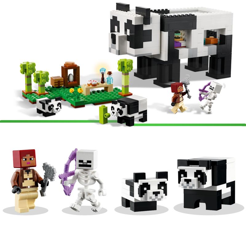 LEGO-Minecraft-21245-Il-rifugio-di-panda-giocattolo-della-casa-con-figurine-per-animali-e-scheletro