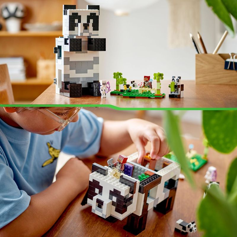 LEGO-Minecraft-21245-Il-rifugio-di-panda-giocattolo-della-casa-con-figurine-per-animali-e-scheletro