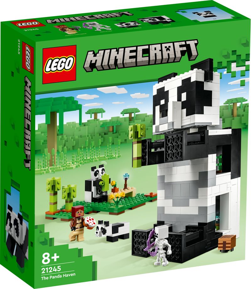 LEGO-Minecraft-21245-Il-rifugio-di-panda-giocattolo-della-casa-con-figurine-per-animali-e-scheletro