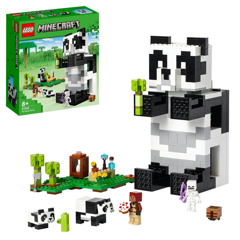 LEGO-Minecraft-21245-Il-rifugio-di-panda-giocattolo-della-casa-con-figurine-per-animali-e-scheletro