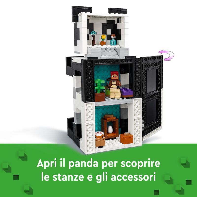 LEGO-Minecraft-21245-Il-rifugio-di-panda-giocattolo-della-casa-con-figurine-per-animali-e-scheletro