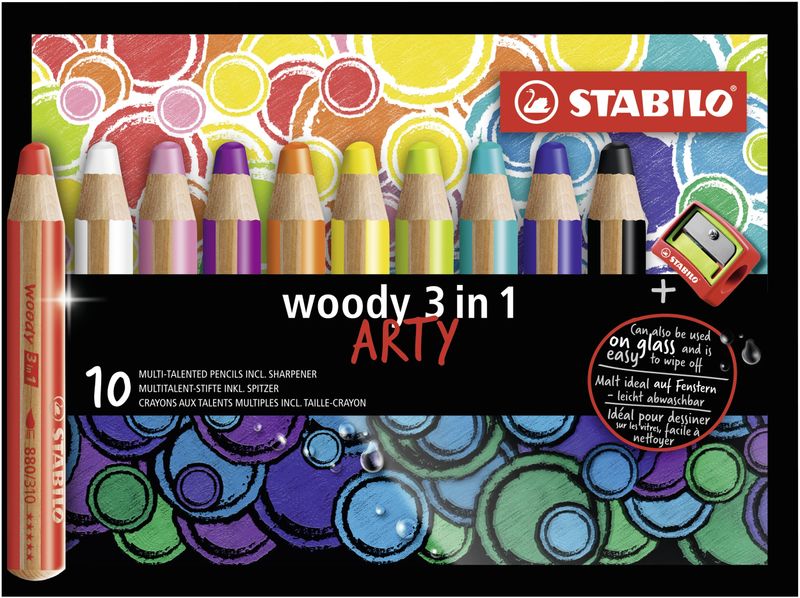 STABILO-Woody-3-in-1-ARTY-pastello-colorato-Multicolore-10-pz