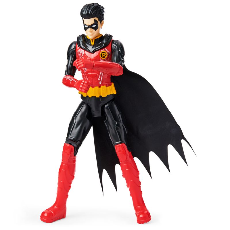 DC-Comics---BATMAN---Personaggio-Robin-in-scala-30-cm-con-decorazioni-originali-mantello-e-11-punti-di-articolazione---Giocattoli-per-bambini-e-bambine-dai-3-anni