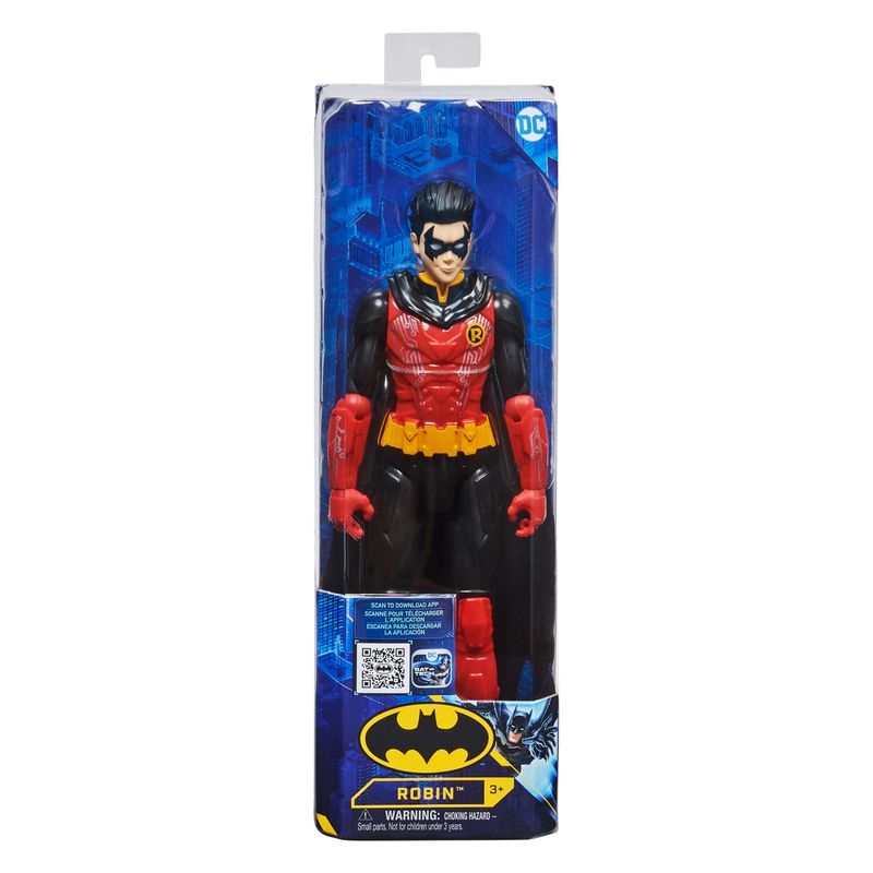 DC-Comics---BATMAN---Personaggio-Robin-in-scala-30-cm-con-decorazioni-originali-mantello-e-11-punti-di-articolazione---Giocattoli-per-bambini-e-bambine-dai-3-anni