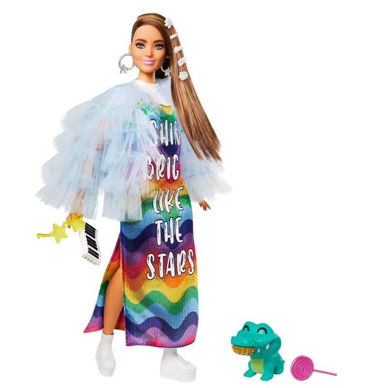 Barbie-Extra-----Bambola-mora-con-capelli-lunghi-e-articolazioni-flessibili-con-giacca-blu-e-cucciolo-di-coccodrillo--per-bambini-3--anni