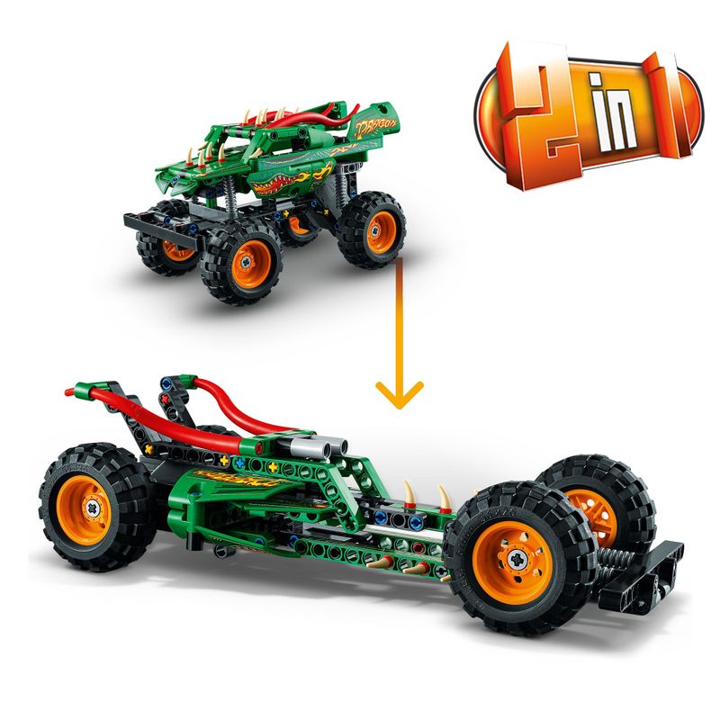 LEGO-42149-Technic-Monster-Jam-Dragon-Set-Monster-Truck-2-in-1-con-Pull-Back-Auto-Offroad-e-Macchina-Giocattolo-Buggy-Giochi-per-Bambini-e-Bambine