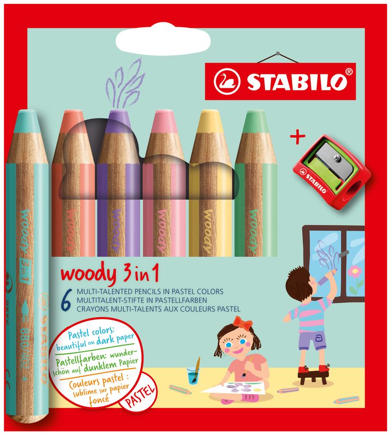 STABILO-woody-3-in-1-Pastel-Colori-assortiti-6-pz