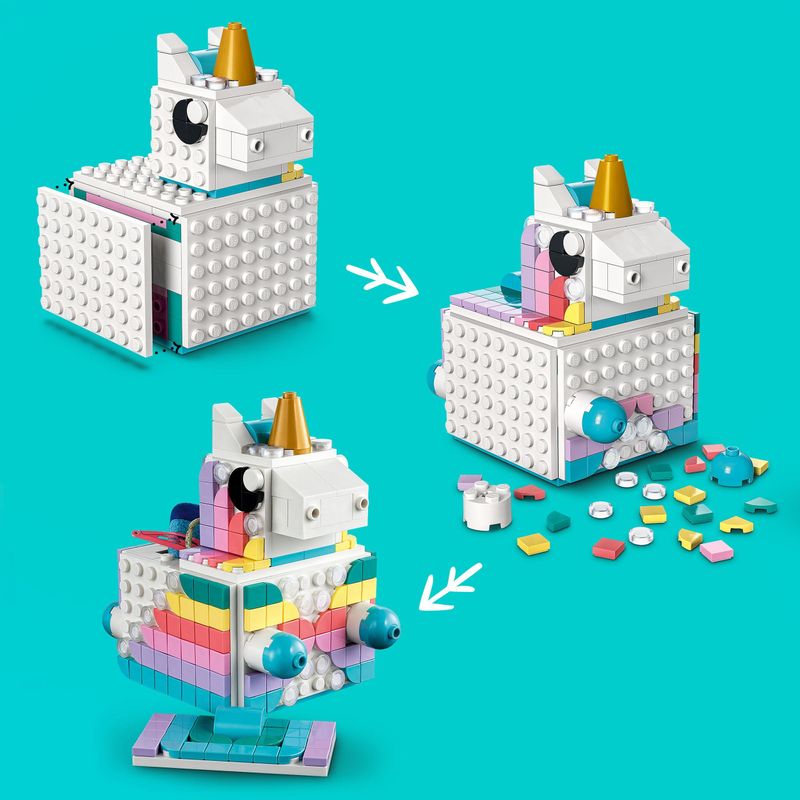 LEGO-DOTS-41962-Family-Pack-Creativo---Unicorno-Regalo-per-Bambine-e-Bambini-Set-5in1-Scatola-Portaoggetti-e-Braccialetti