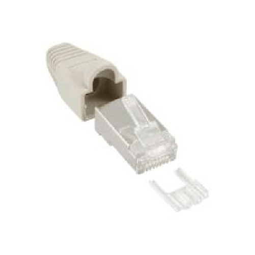 INLINE - connettore a crimpare RJ45 schermato - protezione antipiega e aiuto per l'infilatura - beige