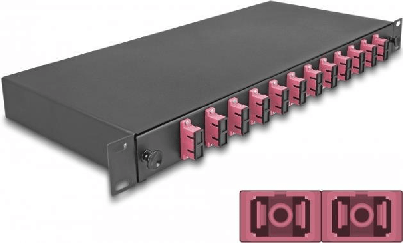 Delock Scatola di giunzione in fibra ottica da 19" 12 x SC Duplex OM4 1U pronta per la giunzione