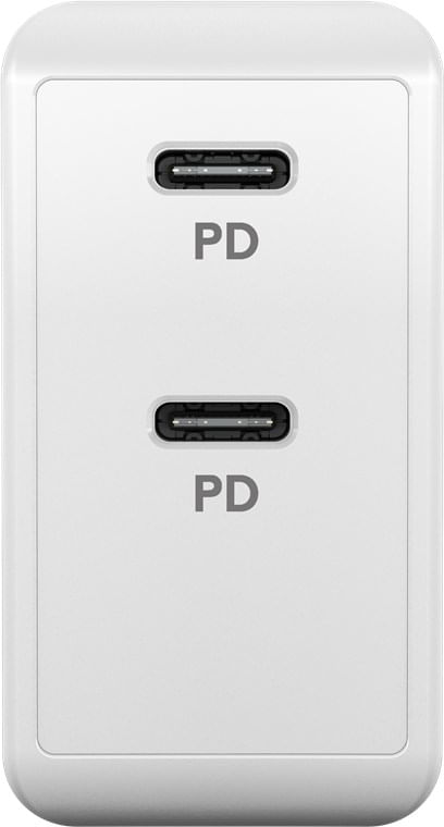 Caricabatterie-rapido-doppio-USB-C-PD--36-W--bianco---Adattatore-di-ricarica-con-2-porte-USB-C--Power-Deliv