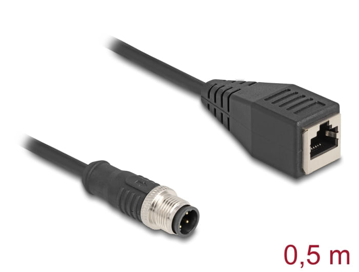 Delock-Cavo-M12-con-codifica-D-4-pin-maschio-a-RJ45-femmina-PVC-05-m--60622-