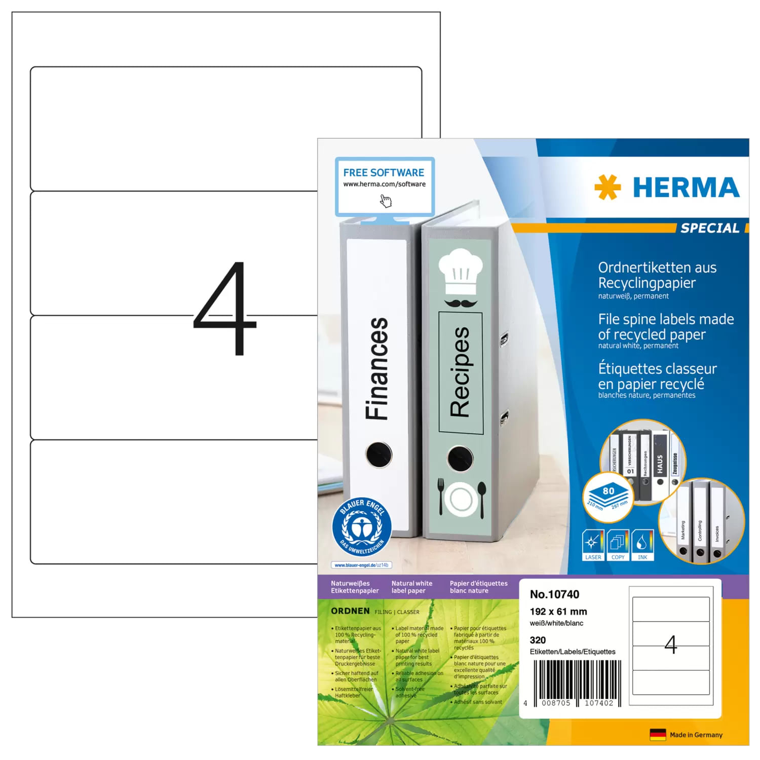 HERMA 10740 etichetta per stampante Bianco Etichetta per stampante autoadesiva