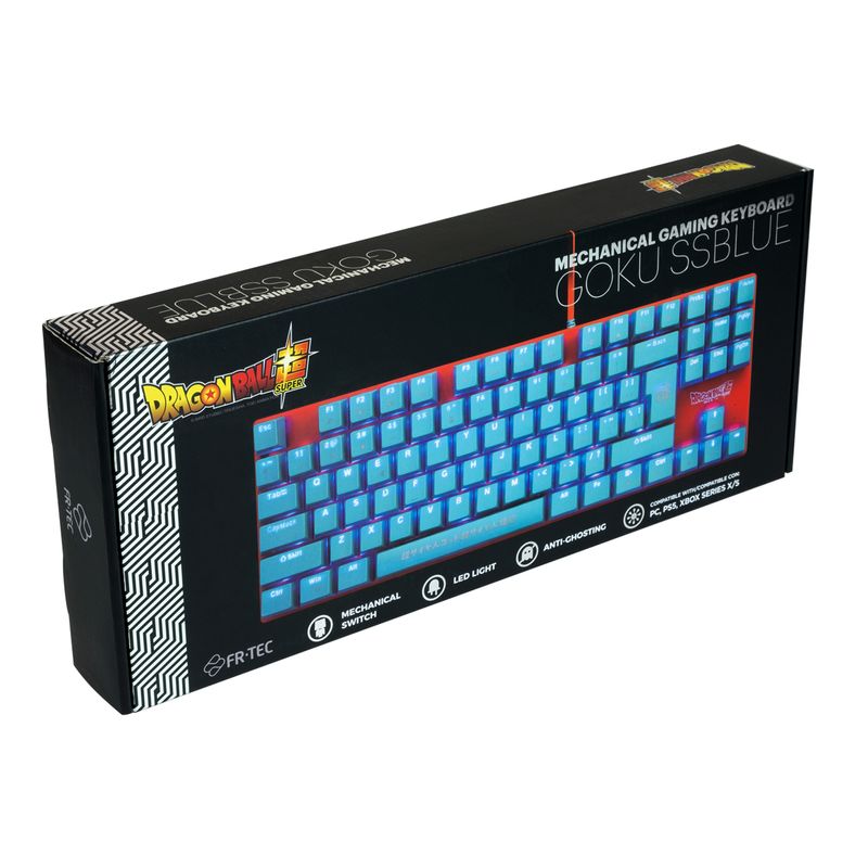 FR-TEC-PC-Dragon-Ball-Super-Keyboard-GOKU-tastiera-USB-QWERTY-Blu-Arancione