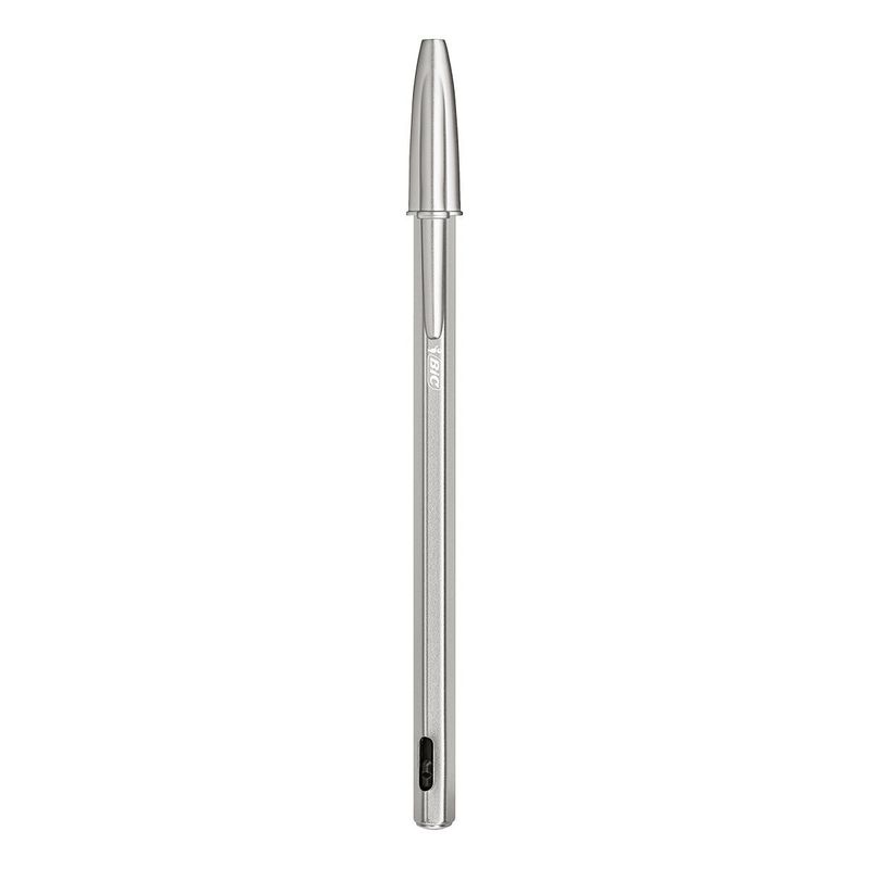 BIC-Cristal-Re-New-Penna-Ricaricabile-Nera-a-Sfera-Fusto-in-Metallo--Punta-1mm--Confezione-1-Penna---2-Ricariche