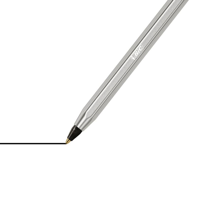 BIC-Cristal-Re-New-Penna-Ricaricabile-Nera-a-Sfera-Fusto-in-Metallo--Punta-1mm--Confezione-1-Penna---2-Ricariche