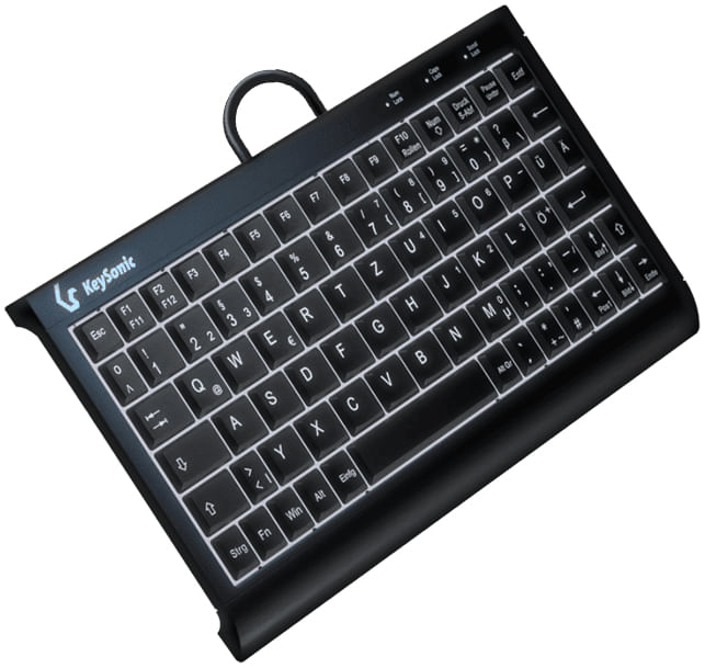 KEYSONIC Tastiera Super-Mini QWERTZ ABS adattatore USB/PS/2 nera