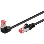 Goobay CAT 6 Patchkabel 1x 90° gewinkelt, S/FTP (PiMF), Schwarz, 0.25 m - Rastnase oben, LSZH halogenfrei, Kupfer (51541