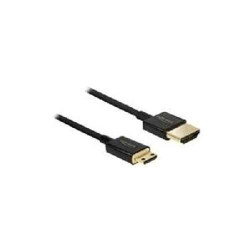 Delock-Cavo-HDMI-ad-alta-velocit--con-Ethernet---HDMI-A-maschio--HDMI-Mini-C-maschio-3D-4K-1-m-Sottile-di-alta-qualit