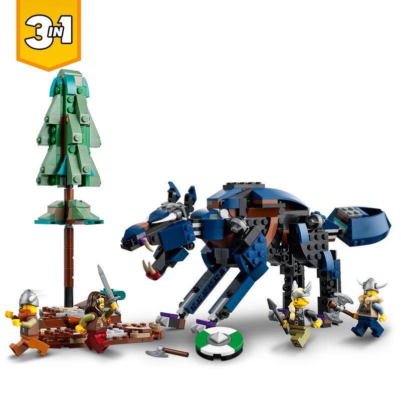 LEGO-Creator-3-in-1-31132-Nave-Vichinga-e-Jormungandr-Casa-Giocattolo-Drago-e-Lupo-Snodabili-Giochi-per-Bambini