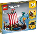 LEGO-Creator-3-in-1-31132-Nave-Vichinga-e-Jormungandr-Casa-Giocattolo-Drago-e-Lupo-Snodabili-Giochi-per-Bambini