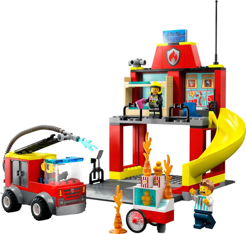 LEGO-60375-City-Fire-Caserma-Dei-Pompieri-E-Autopompa-Con-Camion-Giocattolo-Dei-Vigili-Del-Fuoco-Giochi-Per-Bambini-E-Bambine-Dai-4-Anni-Idee-Regalo-Multicolore