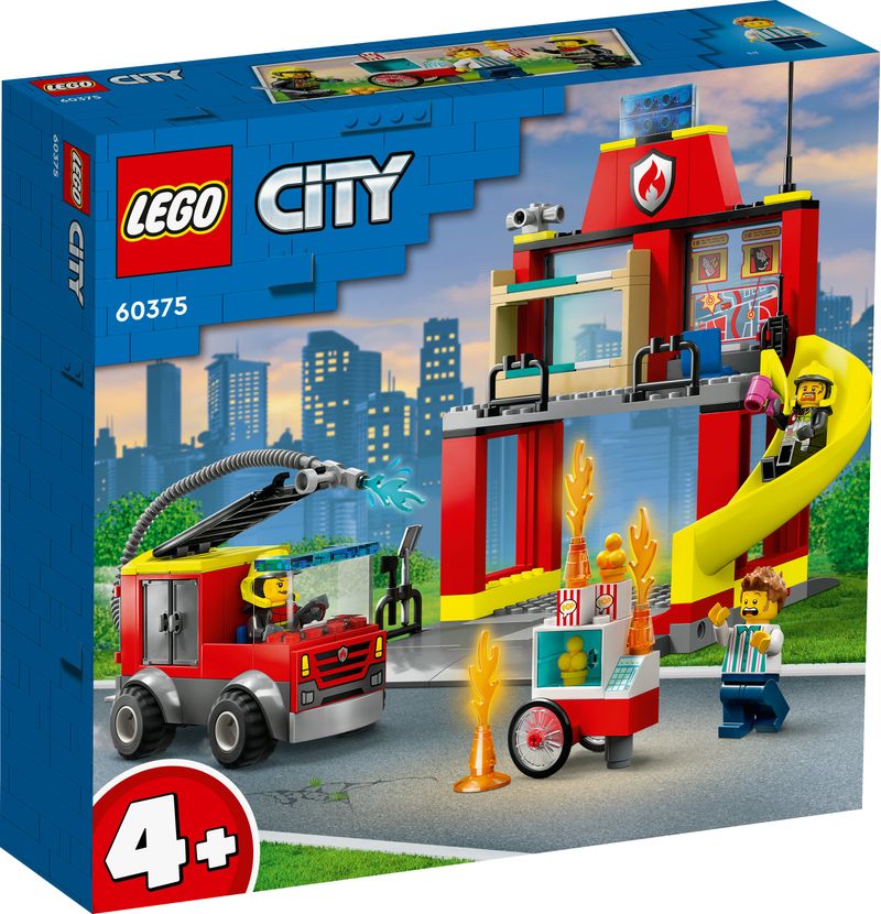 LEGO-60375-City-Fire-Caserma-Dei-Pompieri-E-Autopompa-Con-Camion-Giocattolo-Dei-Vigili-Del-Fuoco-Giochi-Per-Bambini-E-Bambine-Dai-4-Anni-Idee-Regalo-Multicolore