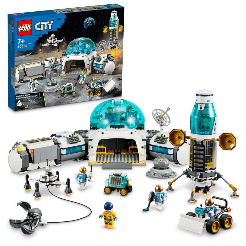 LEGO-City-60350-Base-di-Ricerca-Lunare-Centro-Spaziale-Giocattolo-NASA-con-Veicolo-Rover-e-6-Minifigure-di-Astronauti