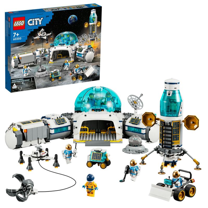 LEGO-City-60350-Base-di-Ricerca-Lunare-Centro-Spaziale-Giocattolo-NASA-con-Veicolo-Rover-e-6-Minifigure-di-Astronauti