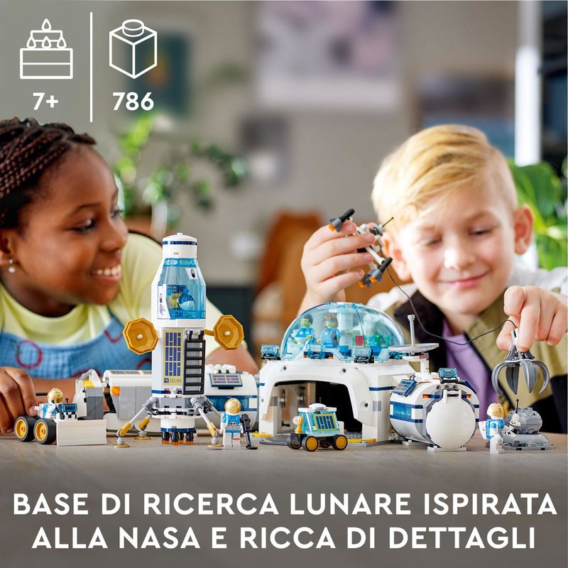 LEGO-City-60350-Base-di-Ricerca-Lunare-Centro-Spaziale-Giocattolo-NASA-con-Veicolo-Rover-e-6-Minifigure-di-Astronauti