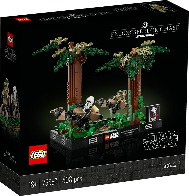 LEGO-Star-Wars-diorama-di-The-Speeder-Chase-su-Endor-con-Luke-Skywalker