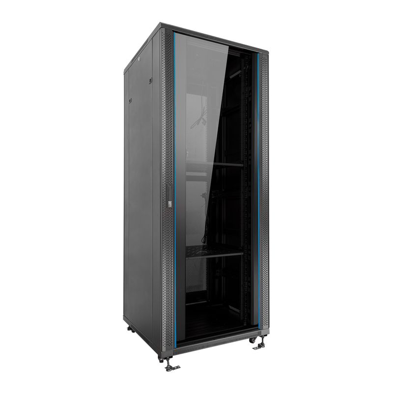 Aiten-Data-AI8142-Armadio-rack-da-pavimento-19---Da-22U-a-42U---4-ventole-da-120-mm---Porta-in-vetro---Blocco-di-sicurezza---Peso-massimo-fino-a-800-kg---Colore-nero