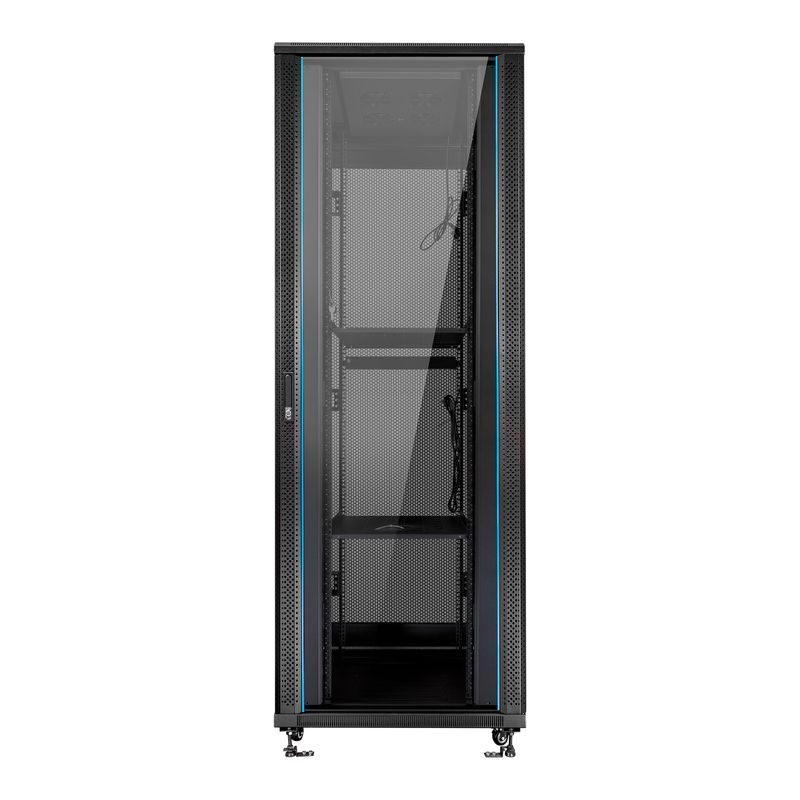 Aiten-Data-AI8142-Armadio-rack-da-pavimento-19---Da-22U-a-42U---4-ventole-da-120-mm---Porta-in-vetro---Blocco-di-sicurezza---Peso-massimo-fino-a-800-kg---Colore-nero