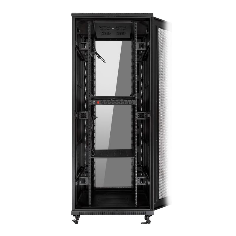 Aiten-Data-AI8142-Armadio-rack-da-pavimento-19---Da-22U-a-42U---4-ventole-da-120-mm---Porta-in-vetro---Blocco-di-sicurezza---Peso-massimo-fino-a-800-kg---Colore-nero