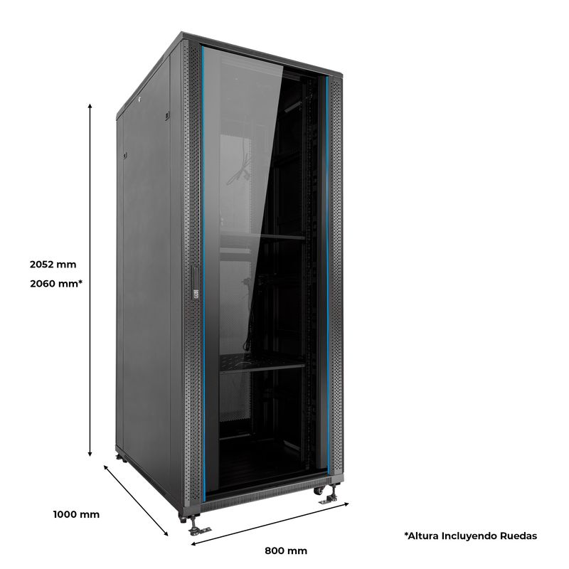 Aiten-Data-AI8142-Armadio-rack-da-pavimento-19---Da-22U-a-42U---4-ventole-da-120-mm---Porta-in-vetro---Blocco-di-sicurezza---Peso-massimo-fino-a-800-kg---Colore-nero