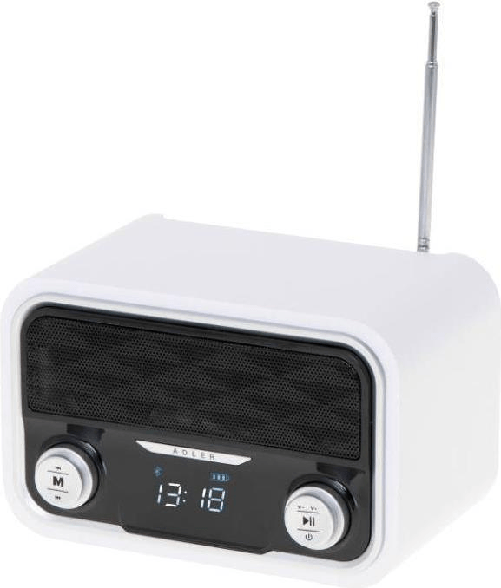 Adler AD 1185 - Portatile - FM - LCD - Micro-USB - USB Tipo A - Bianco - Monocromatico (5902934839181)